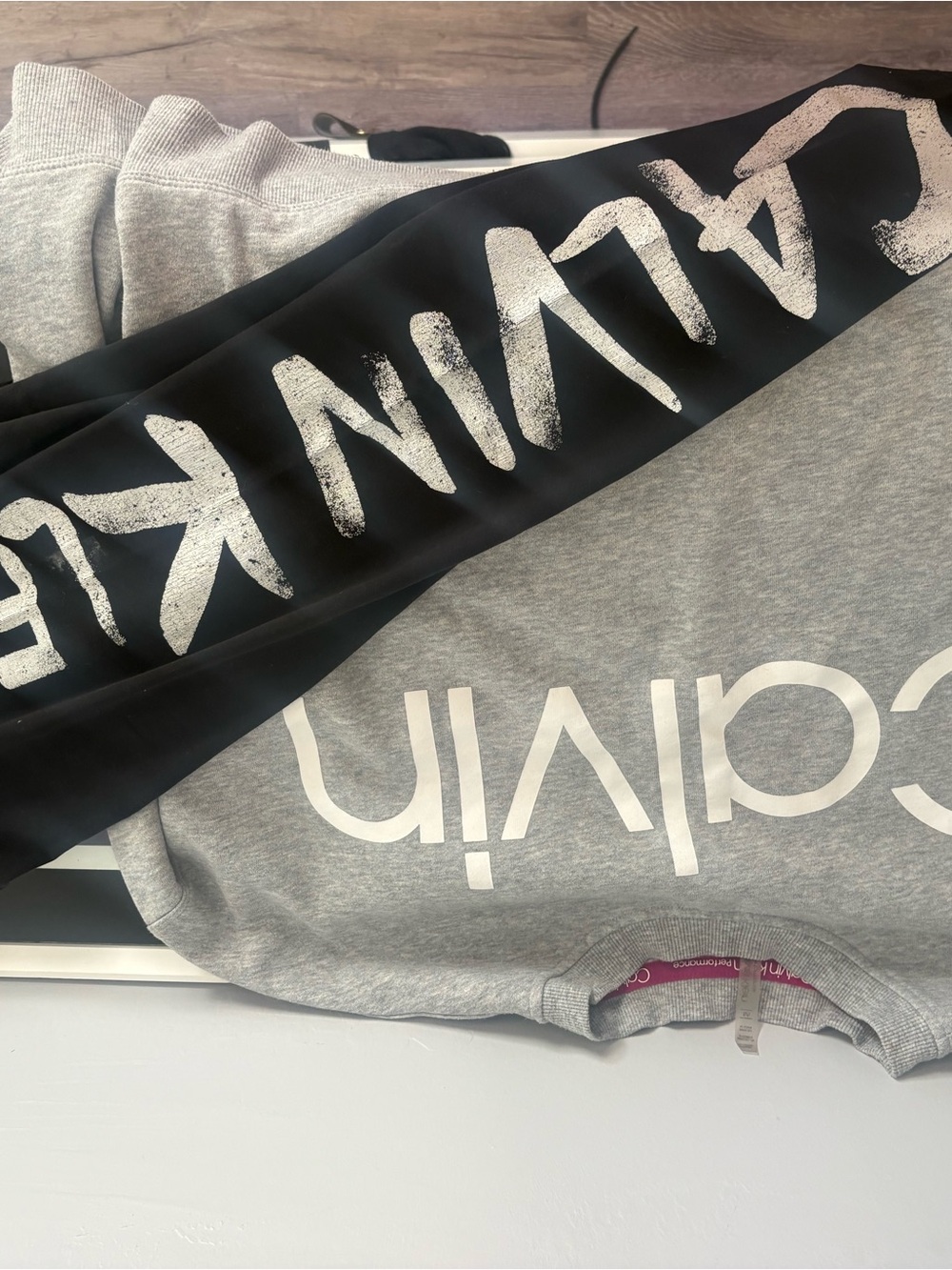 Calvin Klein Grey and Black Logo sweatshirt with leggings to match size large